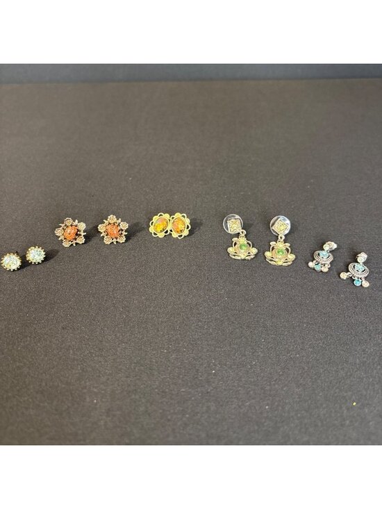 Unknown Jewelry - Vintage Dangle Earring Lot of 5 Studs & Dangling Gemstones Costume Earrings